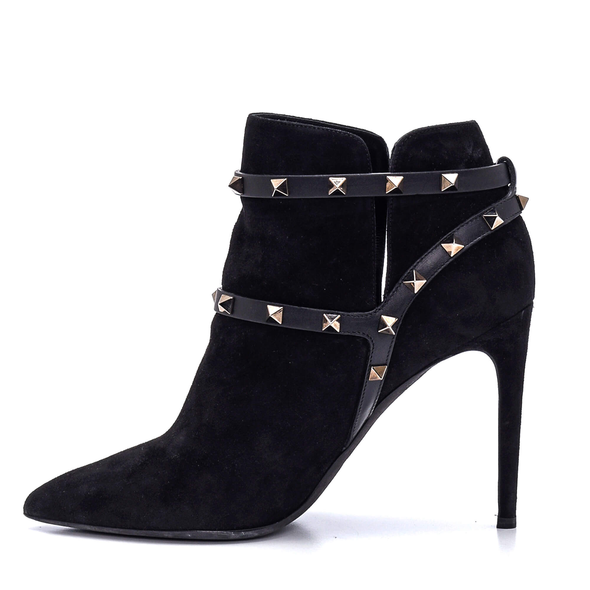 Valentino - Black Suede Rockstud Booties/39